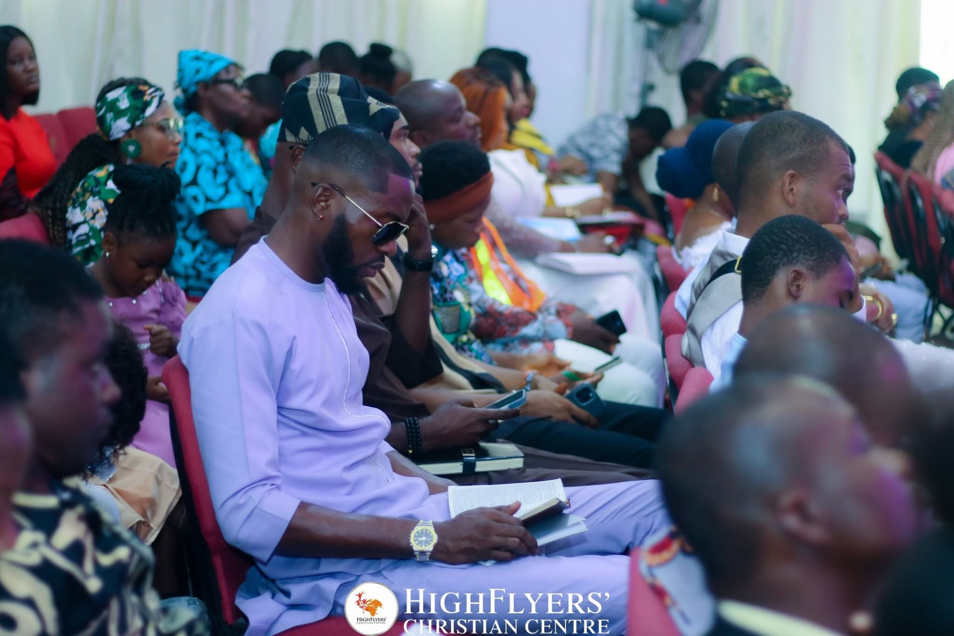 Members attending Sunday service